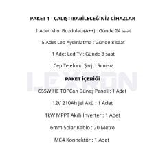 1kW JEL AKÜLÜ SOLAR PAKET SİSTEM (PAKET 1)